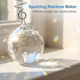 3pc Gazing Ball Spiral Tail Wind Spinner with Crystal Suncatcher Prism Rainbow Maker Hanging Ornament for Window Garden Yard Decorative Indoor Outdoor Home Decor Car Mirror Accessory