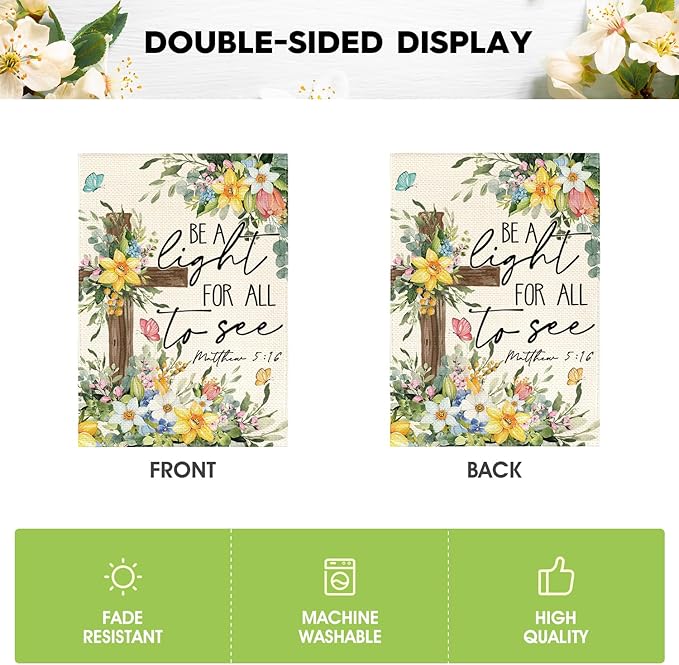 AVOIN colorlife Spring Floral Garden Flag 12x18 Inch Double Sided Outside, Eucalyptus Flowers Seasonal Cross Yard Outdoor Flag