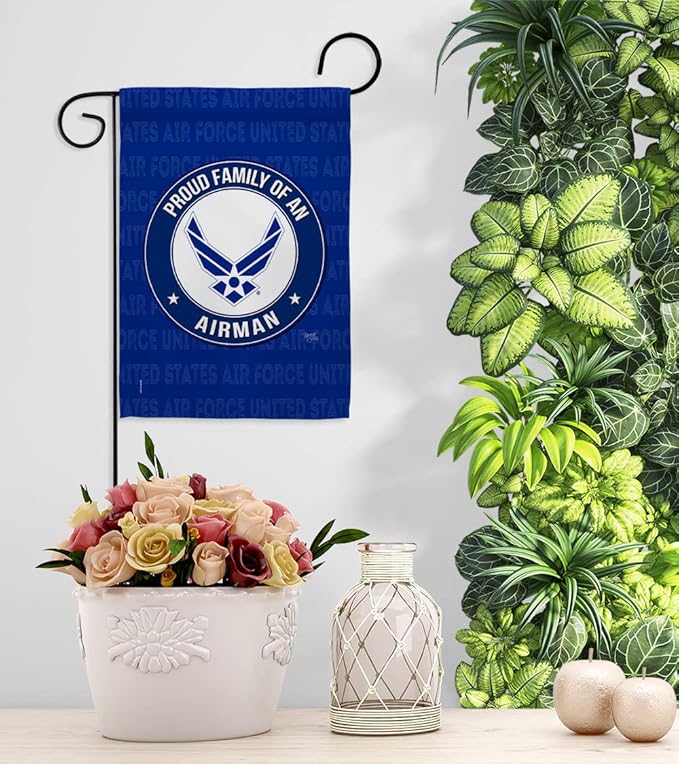 Proud Family Airman Garden Flag - Armed Forces Air Force USAF United State American Military Veteran Retire Official - House Decoration Banner Small Yard Gift Double-Sided Made in USA 13 X 18.5