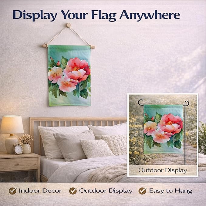 Caroline's Treasures Georgia Cherokee Rose in Watercolor Garden Flag Mailbox Flag Decorative Yard Flag Banner Outside Patio Artwork Yard Flower Beds, Garden Size, Multicolor