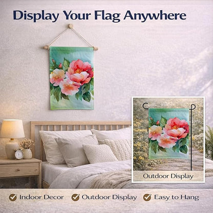 Caroline's Treasures Georgia Cherokee Rose in Watercolor Garden Flag Mailbox Flag Decorative Yard Flag Banner Outside Patio Artwork Yard Flower Beds, Garden Size, Multicolor