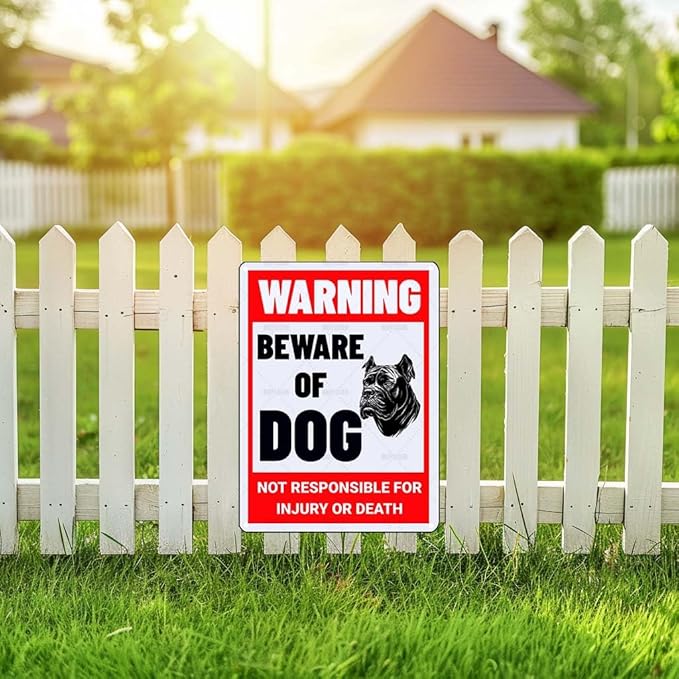 Beware of Dog Sign Cane Corso Metal Sign Warning Beware of Dog Signs for Fence Outdoor Farm Garden Gate Home Yard Decor 8x12 Inch