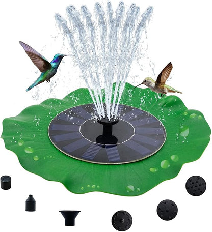 Solar Bird Bath Fountains Pump with Lotus Leaf Design, 11" D Free Standing Floating 7V/1.4W Solar Powered Water Fountain Pump for Bird Bath, Garden, Pond, Pool, Fish Tank & Outdoor Decor
