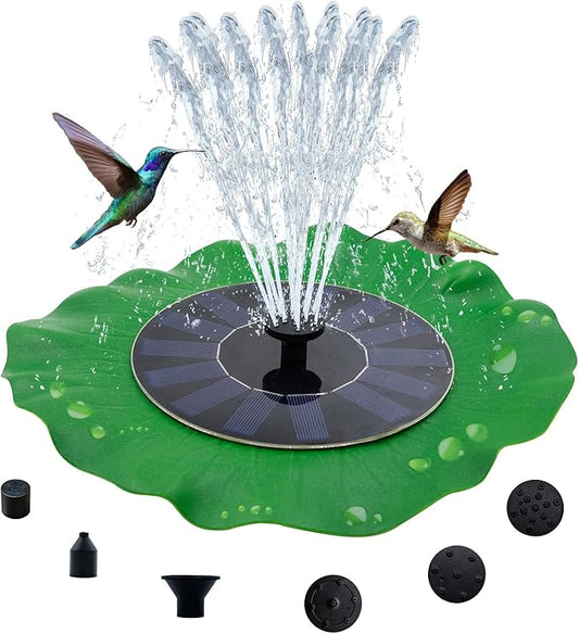 Solar Bird Bath Fountains Pump with Lotus Leaf Design, 11" D Free Standing Floating 7V/1.4W Solar Powered Water Fountain Pump for Bird Bath, Garden, Pond, Pool, Fish Tank & Outdoor Decor