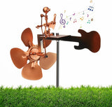 Guitar Windmill,Handmade Metal Drummer Windmill,Metal Rock Band Wind Mill for Yard and Garden,Wind Spinners Outdoor Art Sculpture