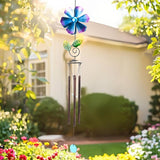 MUMTOP Wind Chimes for Outside Clearance - Garden Wind Chimes with Flower Wind Spinner, 33 Inch Deep Tone Metal Memorial Sympathy Windchimes for Patio Outdoor Porch Yard Decor Gifts(Blue)