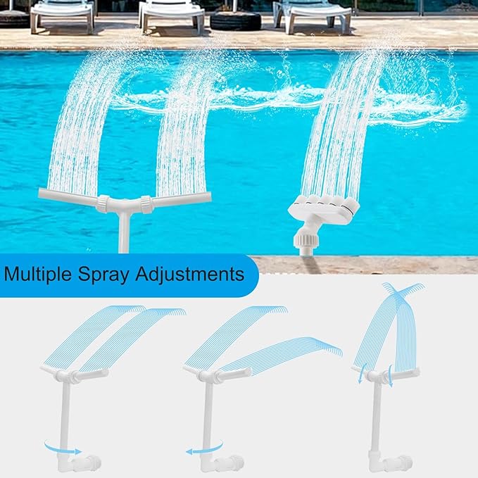2-Pack Pool Fountain - Dual Spray + 5-Nozzle Water Fountains for Above and In-Ground Pools, 360° Adjustable Swimming Spa Accessories Decoration Summer Water Temperatures Cooling.