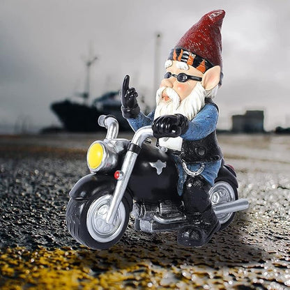 gofidin Resin Dwarf Statue Motorcycle Riding Funny Gnome Decoration Outdoor Yard Lawn Garden Gnome Statue Dwarf Figurine Home Ornaments