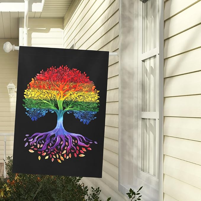 Gay Pride Flag for Outside House LGBTQ Rainbow Tree Life Garden Flags 28 x 40 Double Sided Large Lawn Seasonal Decorative