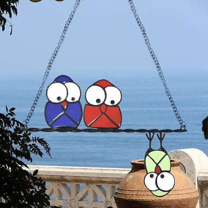 Stained Window Hanging Owl Suncatcher Suncatchers for Windows Decor 3 Owls for Windows Home Garden Decoration Bird Lovers Birthday Gift for Mom