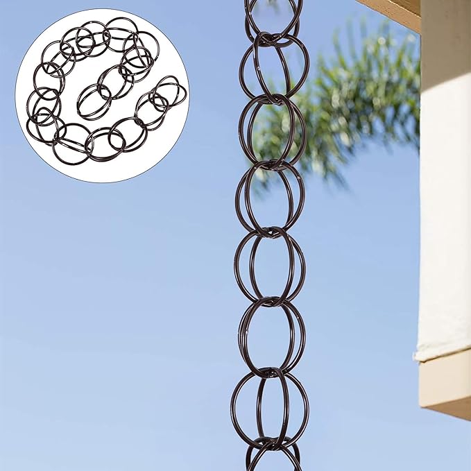 Rain Water Chain Rain Chain Japanese Decor 1M Length Drainage Rain Chain Copper Rain Chains Villa Decoration Rain Chain Divert Water Functional and Decorative Replacement for Gutters