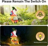 Garden Gnomes Outdoor Statues with Light, Spring Gnomes Decorations for Yard, Solar Garden Gnome with Mushroom Decor, Lawn Ornaments for Patio, Balcony Housewarming- Unique Women Gifts