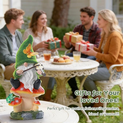 Solar Gnomes Garden Statue Decor for St. Patrick's Day,Gnome Figurines with LED Light for Garden Decorations for Patio Lawn Balcony Fairy Gardens Housewarming Gifts for Women Mom Grandma