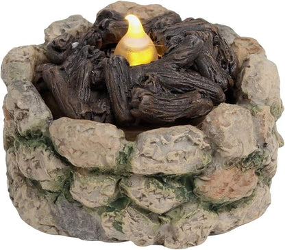 Treasure Gurus Miniature Stone LED Light-Up Firepit Fairy Garden Decor Dollhouse Accessory