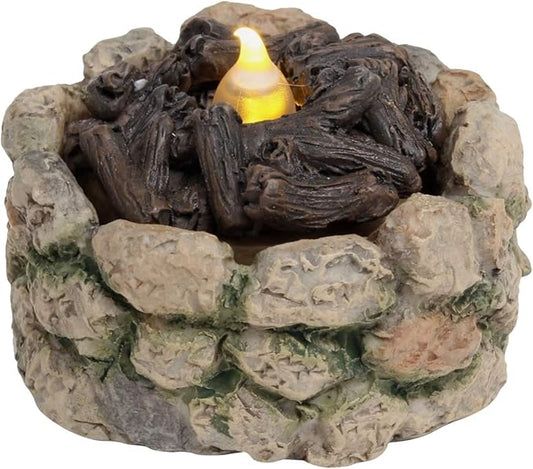 Treasure Gurus Miniature Stone LED Light-Up Firepit Fairy Garden Decor Dollhouse Accessory