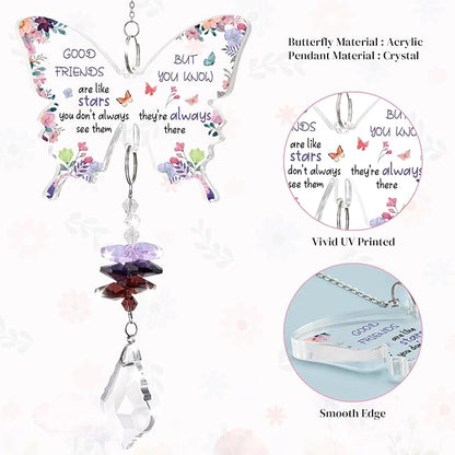 Funnli Best Friend Birthday Gifts for Women Crystal Suncatcher, Galentines Day Gifts for Friend Women Sister, Birthday Mothers Day Retirement for Friends Window Hangings Home Decoration