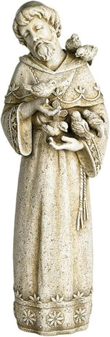 Avalon Gallery Garden Statue - Saint Francis of Assisi Stone-Resin Indoor/Outdoor Catholic Sculpture, 23-Inch, Birds in Flight