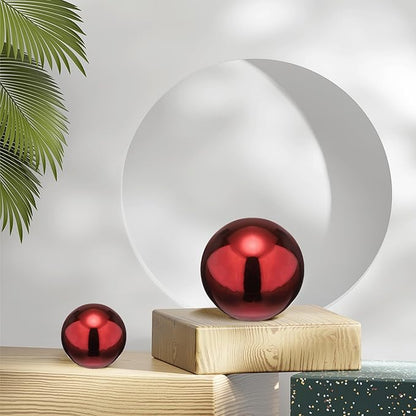 uxcell 2pcs Gazing Globe Decor Ball 1.65 inch 42mm Garden Sphere Polished Hollow Ball, Seamless Stainless Steel Gazing Ball, Smooth Mirror Globe for Garden Home Decor, Ruby Red