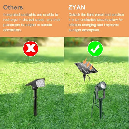 ZYAN Solar Color Changing RGB Spotlights with Remote, Separate Monocrystalline Panels & USB-C Powered, Auto On Off, Outdoor IP65 Waterproof for Patio Yard Path (16 Pack)