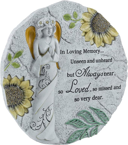 MyGift 9 Inch Resin Memorial Stepping Stone, Angel Prayer Garden Plaque, Sympathy Bereavement Gifts for Loss of Loved One, Outdoor Remembrance Stone