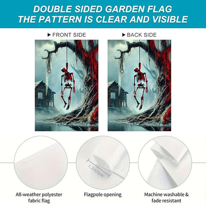 BlissYard Halloween Horror Garden Flag 12x18 Inch Hanging Skull Swamp Tree Flag Outdoor Yard Decorations House Banner Porch Lawn Patio Home Decor