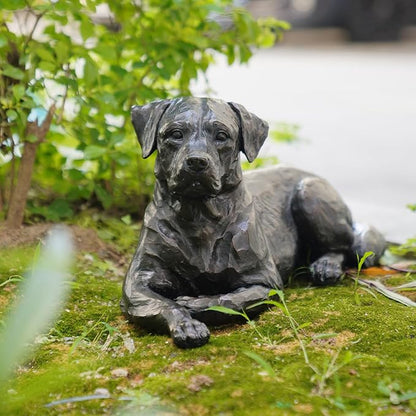 Large Labrador Dog Statues Outdoor – 16.75inch Black Resin Labrador Memorial Statue 4.1lb Décor Sculpture Large lab Outdoor Figurines for Dog Lovers 16.75L*9.75W*9.5H
