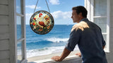 Stained Glass Window Hanging - The Golden Rooster Stared Ahead 6.3 Inches Suncatcher for Garden Home Decor for Women Mon Grandma Friends