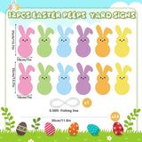 Whaline 12Pcs Easter Bunny Yard Sign with 24Pcs Stakes Fishing Line Colorful Bunny Hanging Ornament Cute Rabbit Lawn Sign for Spring Outdoor Lawn Pathway Walkway Tree Porch Party Garden Decorations