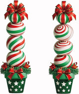33" Christmas Decorations Outdoor Candy Christmas Decorations, 2ct Large Tall Outdoor Stake Signs 4 Interlocking PP Panels with H-Brackets Fiberglass Rods for Lawn Pathway Xmas Party