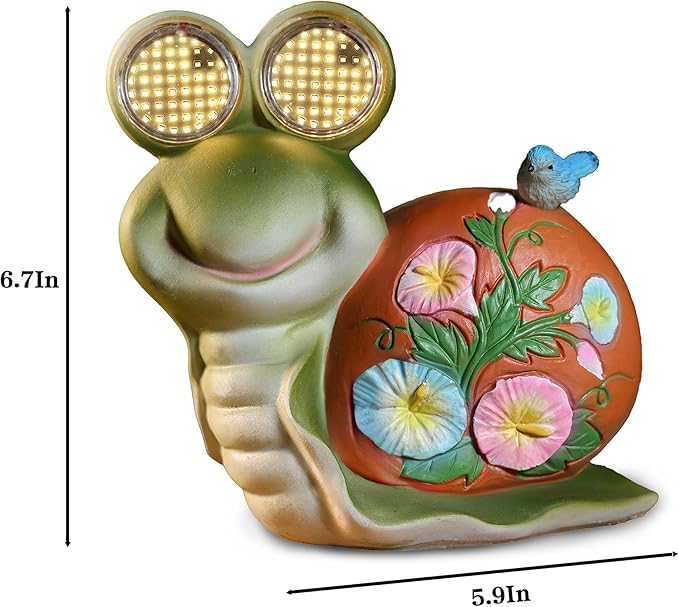 Snail Garden Statue Light Solar Light Figurine Outdoor Decor Fairy Garden Decorations Outside Art for Yard, Gardens Patio, Lawn Décor Unique Gift for Women (Snail)