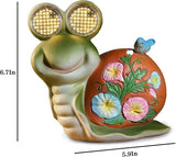 Snail Garden Statue Light Solar Light Figurine Outdoor Decor Fairy Garden Decorations Outside Art for Yard, Gardens Patio, Lawn Décor Unique Gift for Women (Snail)