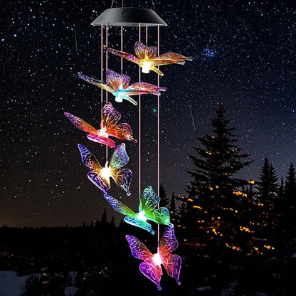 Butterfly Wind Chimes, Solar windchimes, Outdoor, Patio Decorations Outdoor Butterfly Garden Decor Garden Chimes