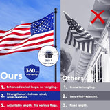 PHITRIC Flag Pole Kit, Tangle Free Spinning Stainless Steel Rustproof Flagpole for 3x5 Sports Fan Outdoor Flags for Outside House (Black, 5FT, with Bracket)
