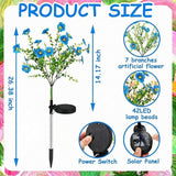 Glooglitter 2 Pack Solar Stake Lights Outdoor Decor Waterproof Mums Artificial Flowers Solar Lights for Outdoor Garden Yard Pathway Decor (Blue,Violet)