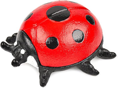 Sungmor Cast Iron Ladybug Key Hider, Hidden Key Holder for Indoor Outdoor, Hand Painted Garden Animal Statue Lawn Ornament, Decorative Jewelry Box Spare Key Hider for Shelf