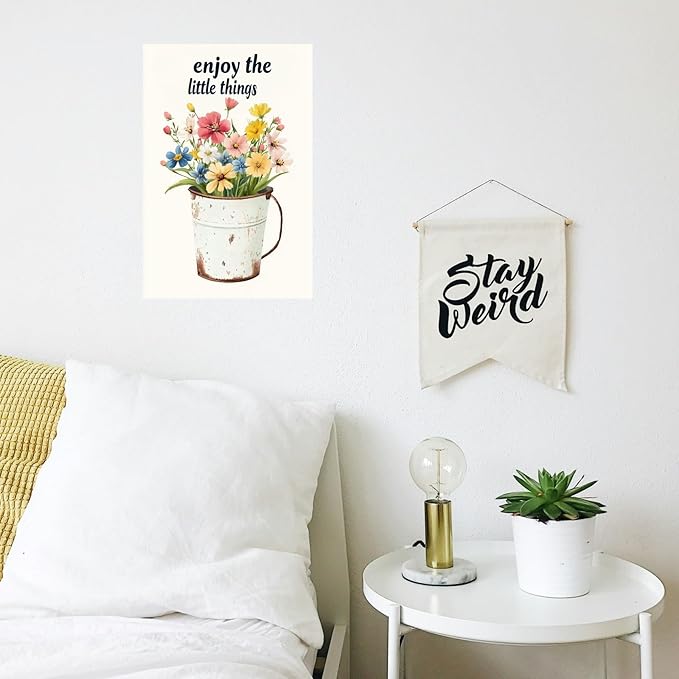 Flowers-Sign Metal-Poster Wall-Art Rustic-Décor, Enjoy the Little Things, Yard Garage Farm Outside Garden Plaque Outdoor for Home Fence 8 X 12 Inch