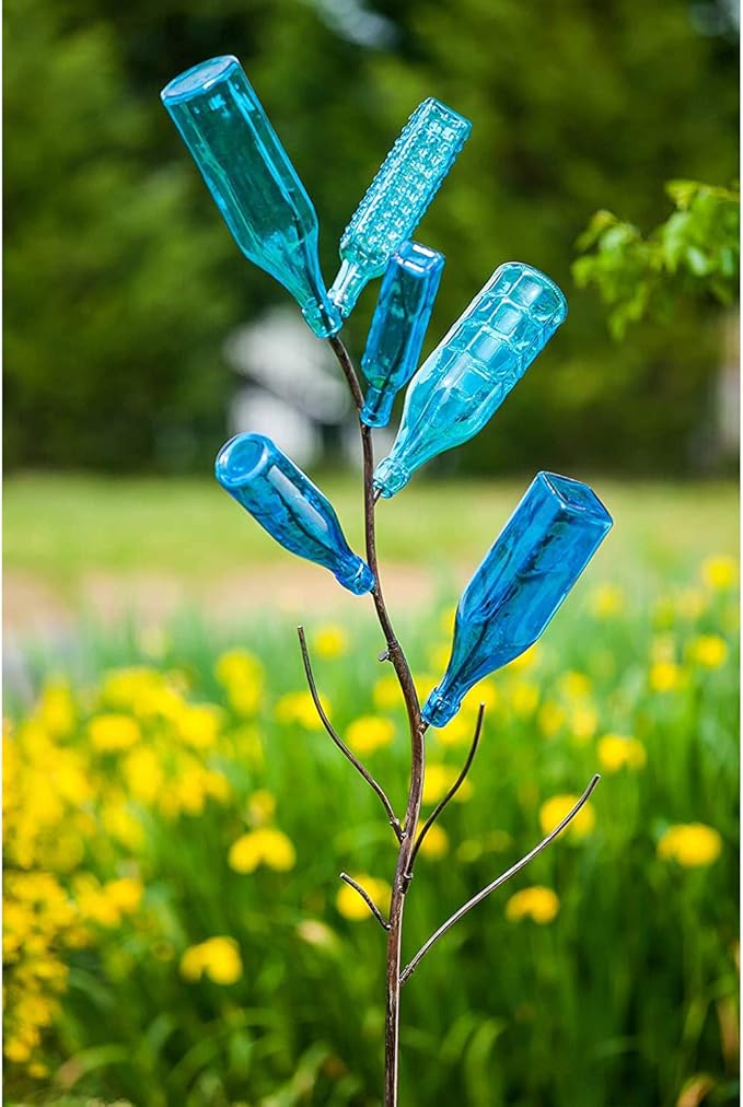Evergreen Garden Glass Bottle Tree, Metal Bottle Trees for Garden Outside, Decorative Bottles Holder for Outdoor Wedding Christmas Party Decoration (Bottles Sold Separately)