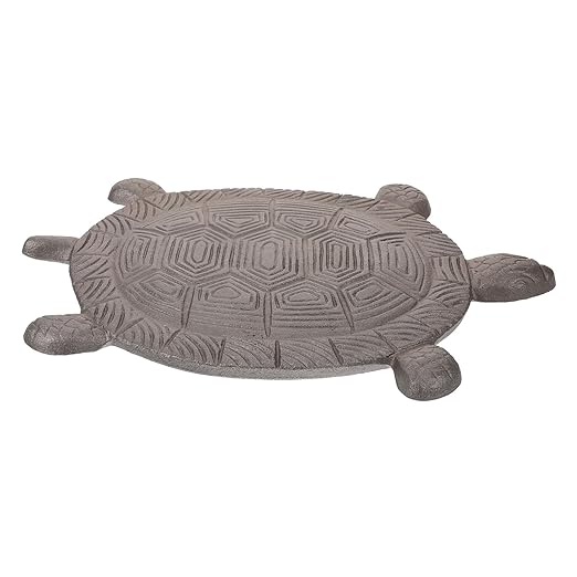 POPETPOP Cast Iron Stepping Stone for Garden Pathway Decorative Outdoor Lawn Paver Sturdy 12 Tortoise Shape for Walkways Vintage Style Garden Accessory