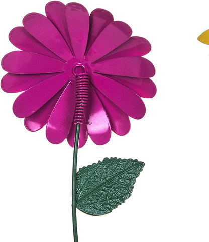 Flower Garden Stake Metal Outdoor Flower Garden Decor for Outside Yard Art Glow in Dark Yard Lawn Ornaments Decor,Set of 3,Colorful Flower