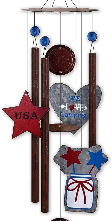Sunset Vista Designs Galvanized Metal Vintage Americana Wind Chime, Camper