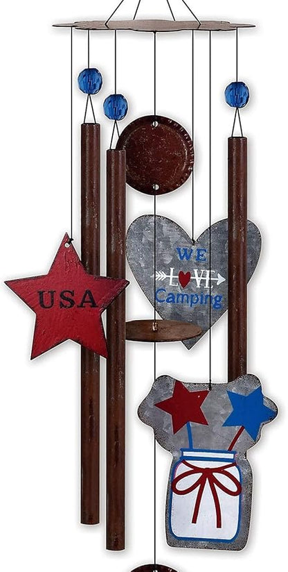 Sunset Vista Designs Galvanized Metal Vintage Americana Wind Chime, Camper