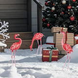 XONOR 3Pcs Flamingo Garden Statues Metal Flamingo Yard Art Outdoor Statues Sculptures for Home Patio Lawn Backyard Décor(Pink&Red)
