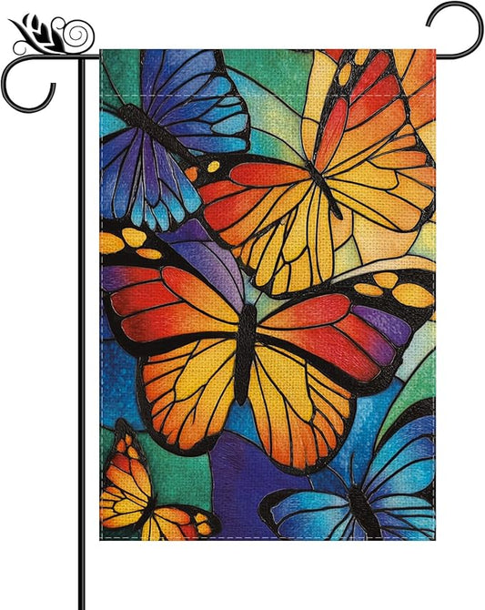 Butterfly Decor - Summer Butterfly Garden Flag Decorations Burlap Welcome Spring Double Sided Vertical Holiday Yard Lawn Outdoor Decor 12.5 x 18 Inch