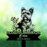 Personalized Yorkshire Terrier Grave Marker, Yorkie Sitting in Garden Memorial Garden Stake, Yorkshire Terrier Memorial Gift, Loss of Yorkie, Outdoor Pet Headstone, Dog Burial Stake