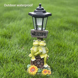 Solar Frog Garden Statue, Outside Frog Statue Gift - Outdoor Solar Garden Figurines Decorative Art Housewarming Gift Suitable for Balcony, Courtyard, and Lawn Decor