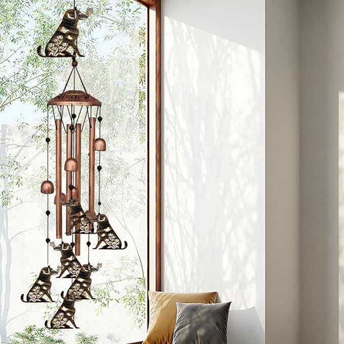 Labrador Wind Chimes for Outside Labrador Retriever Birthday Decorations Memorial Metal Dog Wind Chimes Unique Home Decor Dog Gifts for Women