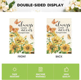AVOIN colorlife Always Loved Never Forgotten Memorial Garden Flag 12x18 Inch Double Sided Outside, Sunflower Yard Outdoor Decoration