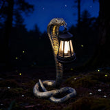 Solar Garden Outdoor Statues Snake with Solar Lights Outdoor Chrismtas Decorations - Lawn Decor Snake Statue for Patio, Balcony, Yard Ornament - Unique Housewarming Gifts (Brass Color)