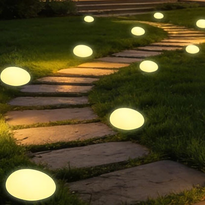 Solar Powered Outdoor Lights - Waterproof Garden Path Lighting, Pebble Shape Landscape Lights for Yard, Lawn, Patio, Walkway, Warm Light(1 pc)