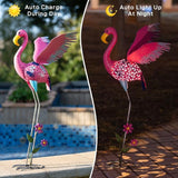 42" Metal Flamingo Outdoor Statues,Garden Sculptures with Solar Light, Pink Flamingo Lawn Ornaments & Outdoor Decor for Patio, Backyard, Garden